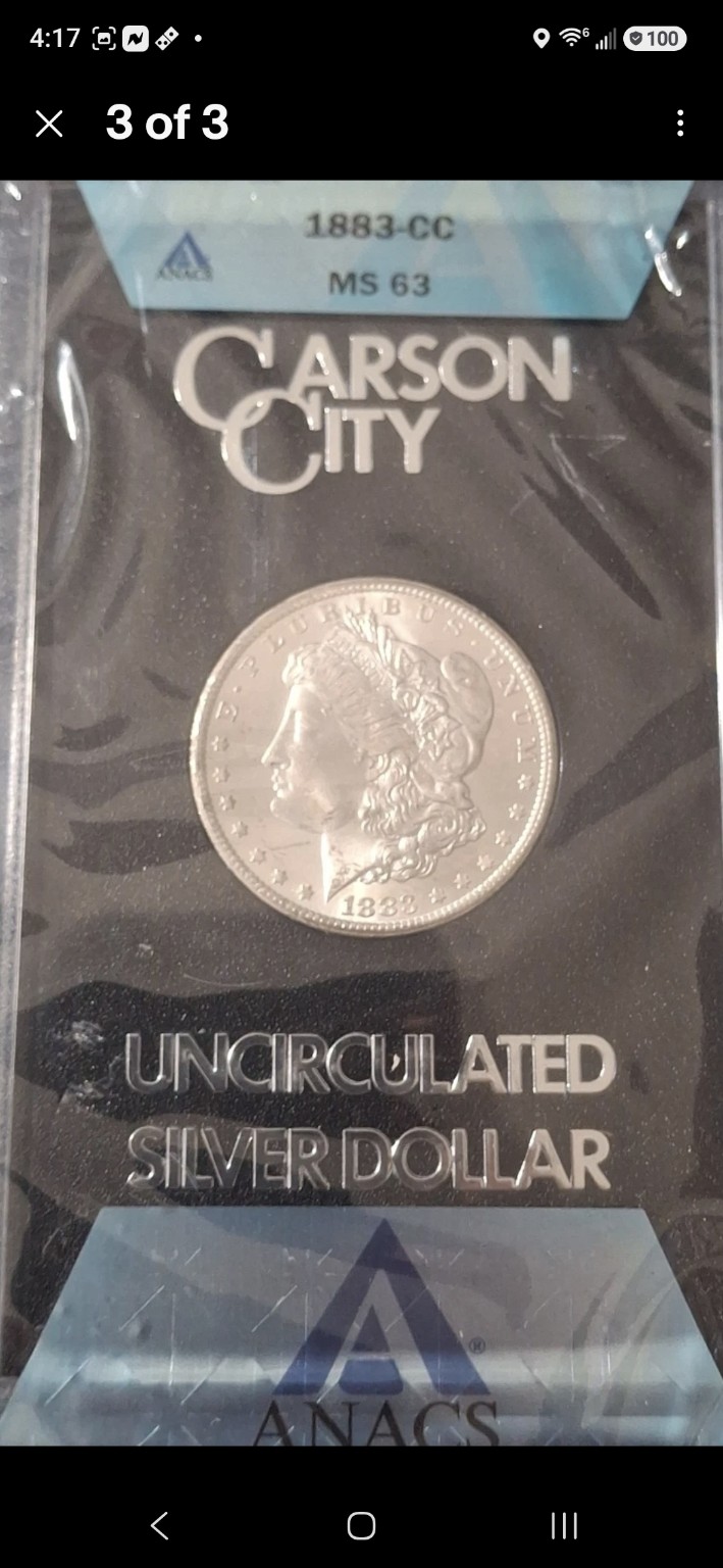 1883-CC GSA Morgan Silver Dollar in ANACS MS63 holder