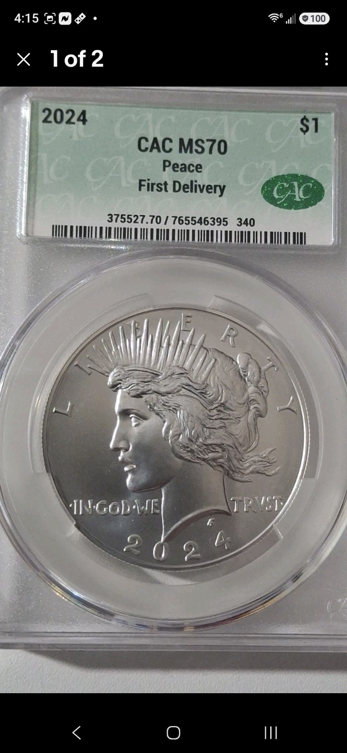 2024 Peace Dollar in CAC MS70 First Delivery holder